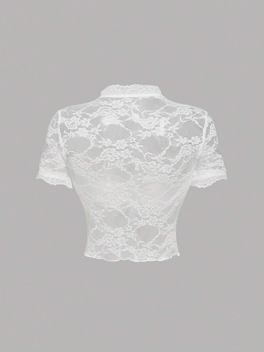 SHEIN BIAŁY TOP KORONKA S06__S