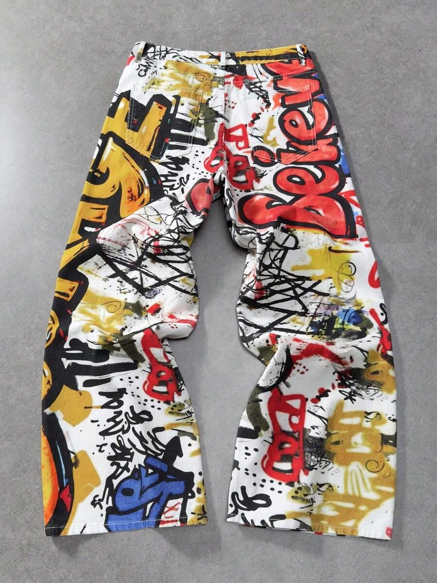 ROMWE MEN SPODNIE JEANS NADRUK S06__W32