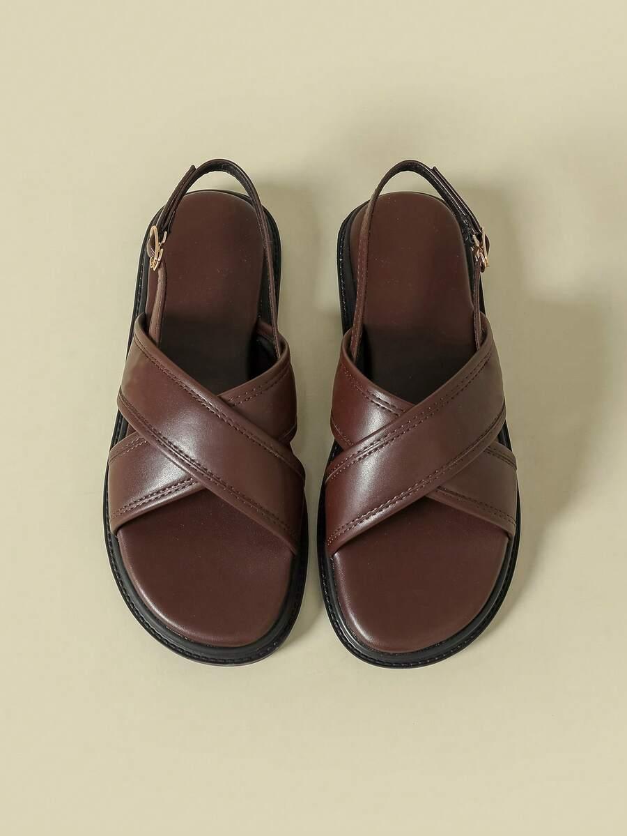 SHEIN BRĄZOWE SANDAŁY NA PŁASKIM OBCASIE S06__36,5