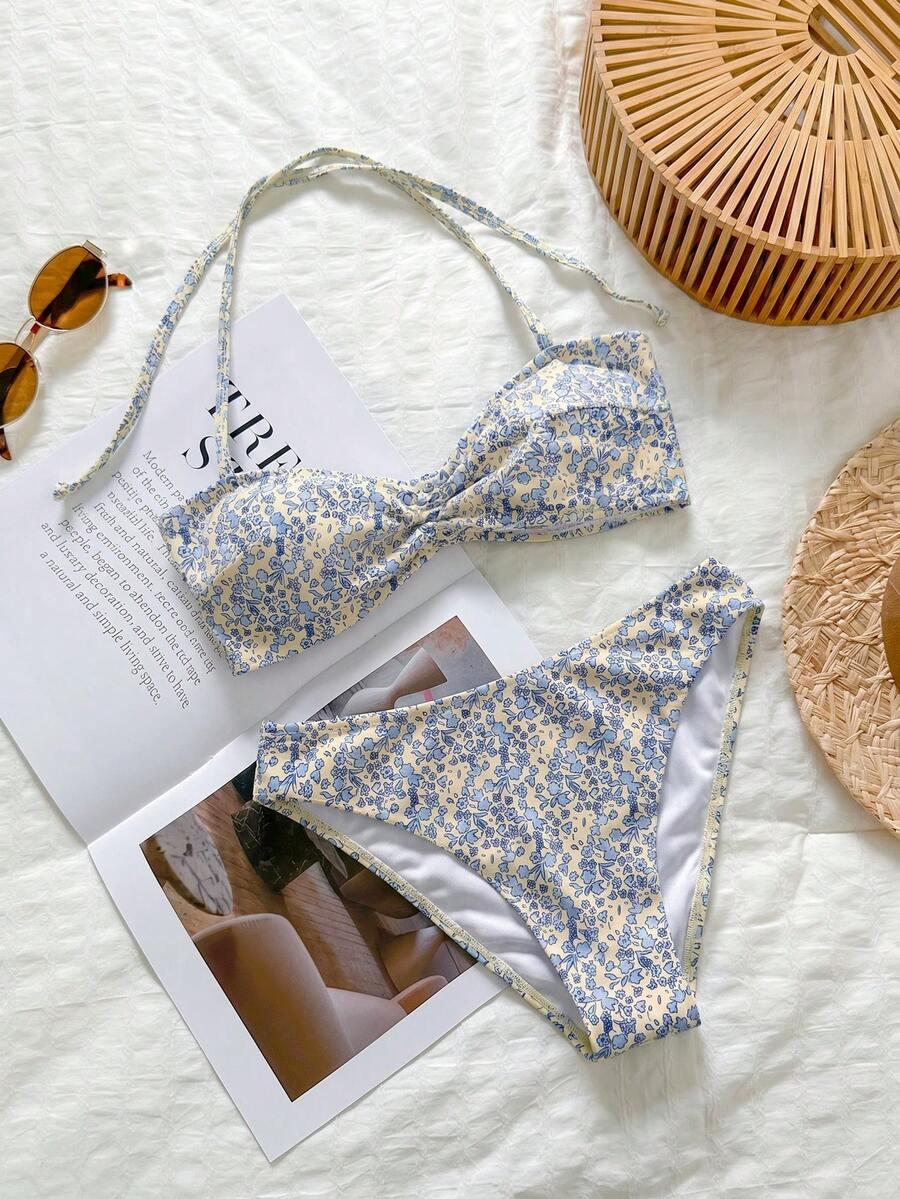 SHEIN STRÓJ KĄPIELOWY DWUCZĘŚCIOWY NADRUK S09__XL