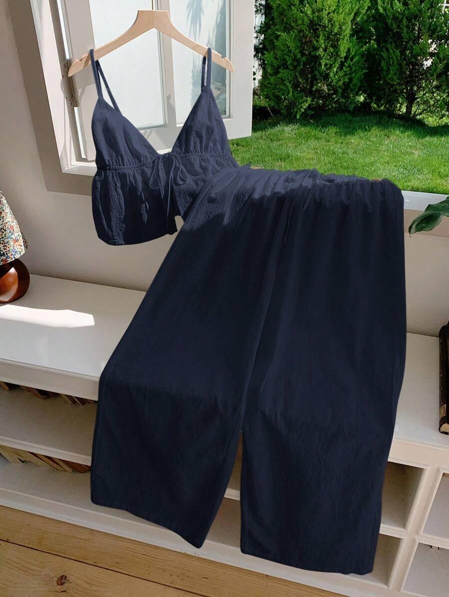 COMFORTCANA NIEBIESKI KOMPLET TOP SPODNIE S06__M
