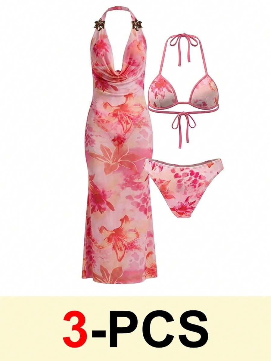 SHEIN DWUCZĘŚCIOWY STRÓJ KĄPIELOWY SUKIENKA KOMPLET S09__L