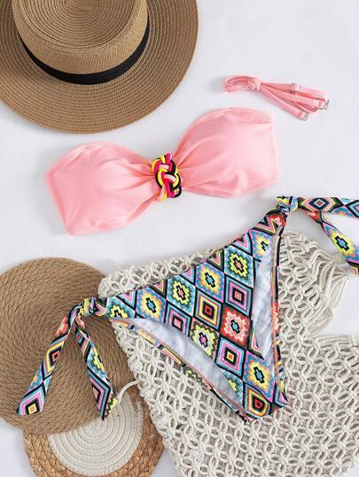 SHEIN STRÓJ KĄPIELOWY DWUCZĘŚCIOWY PRINT S09__M
