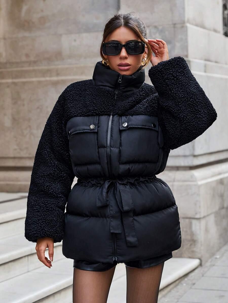 SHEIN CZARNY KURTKA ZAMEK W01__L