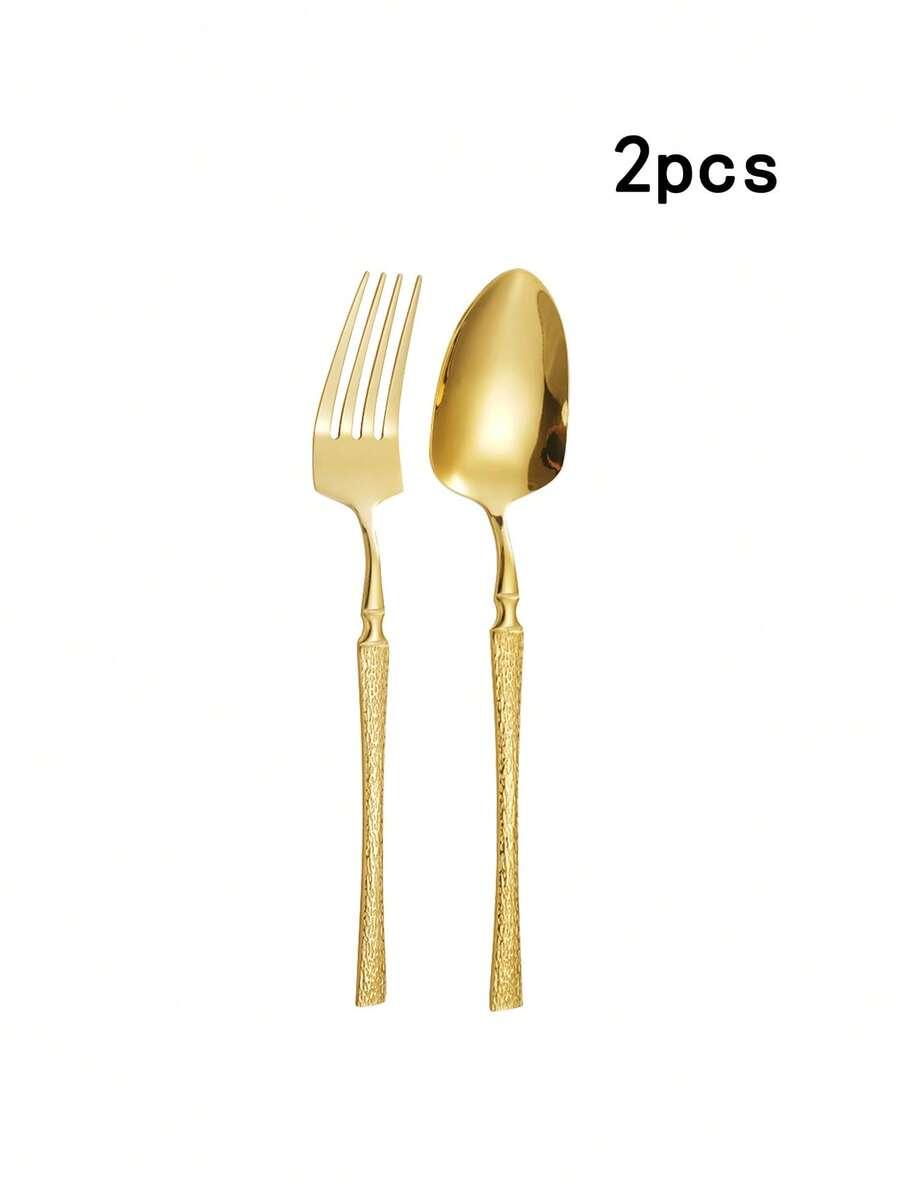 SHEIN ZŁOTE SZTUĆCE KOMPLET WIDELEC ŁYŻKA 2-PACK S07