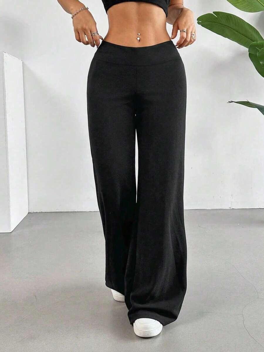 SHEIN CZARNE SPODNIE SZEROKIE NOGAWKI S06__S