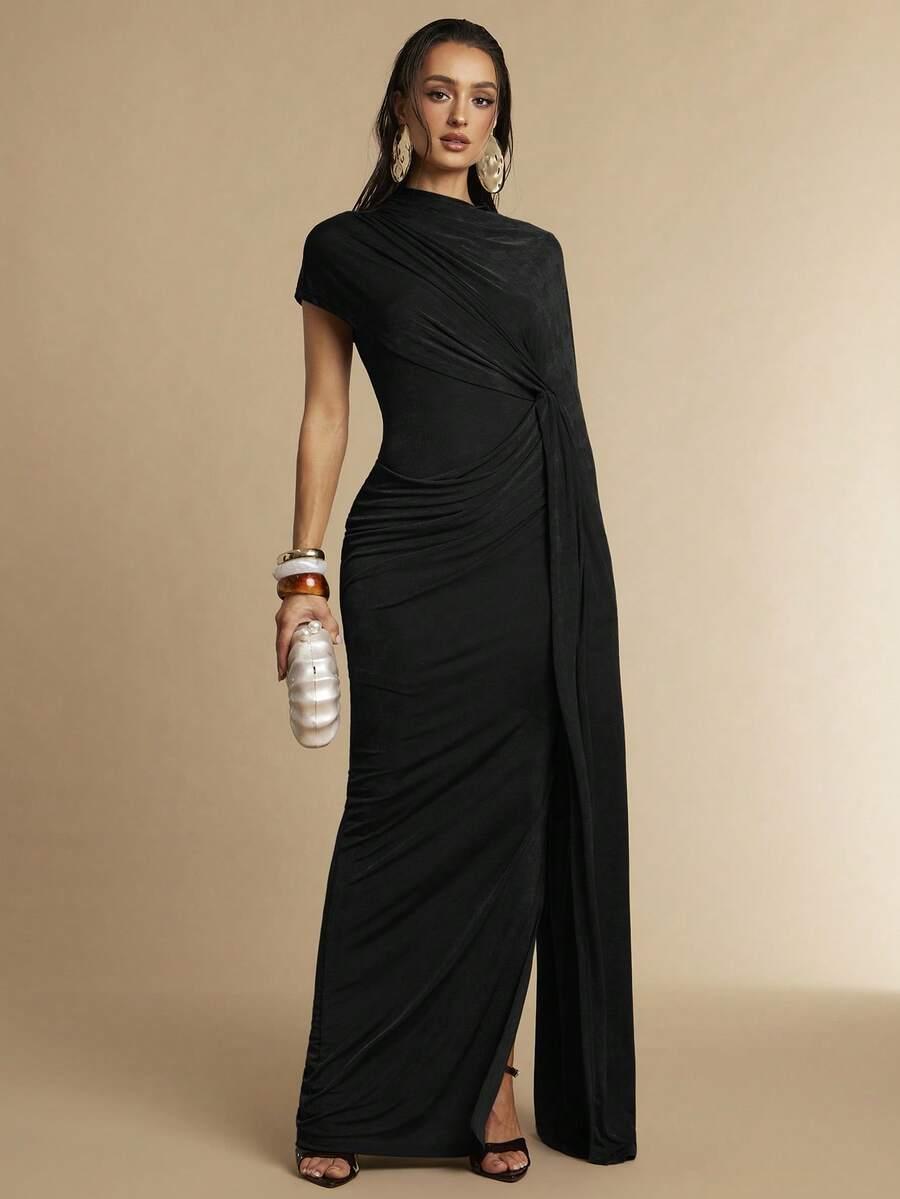 SILQUEE CZARNA MAXI SUKIENKA S06__L