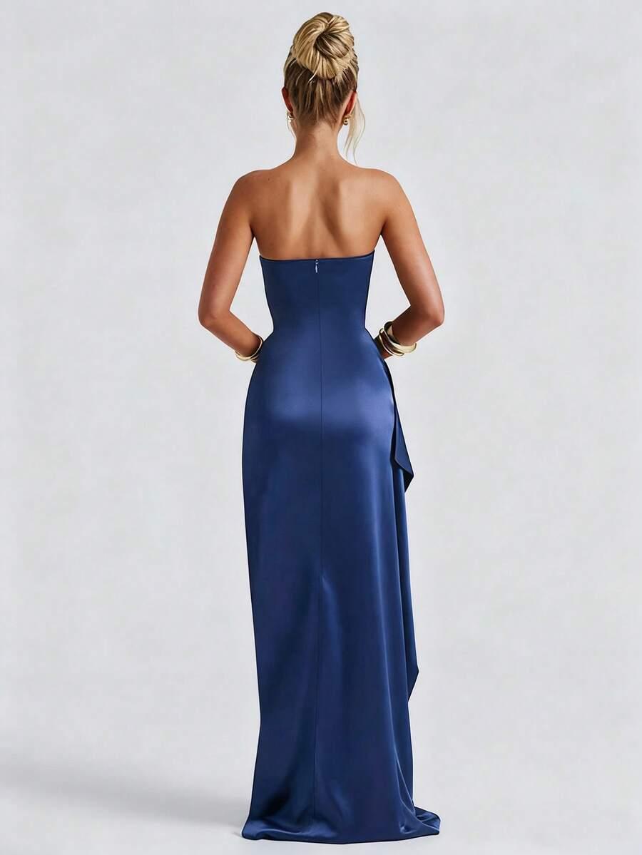 SHEIN GRANATOWA MAXI SUKIENKA FALBANA PK01__S