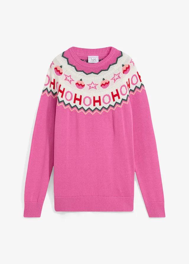 RÓŻOWY SWETER WZÓR HOHOHO BDD__56/58