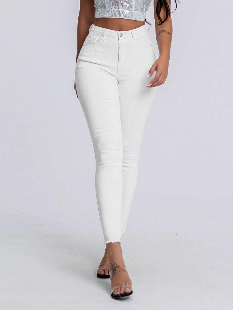 SHEIN BIAŁE SPODNIE JEANS S06__L