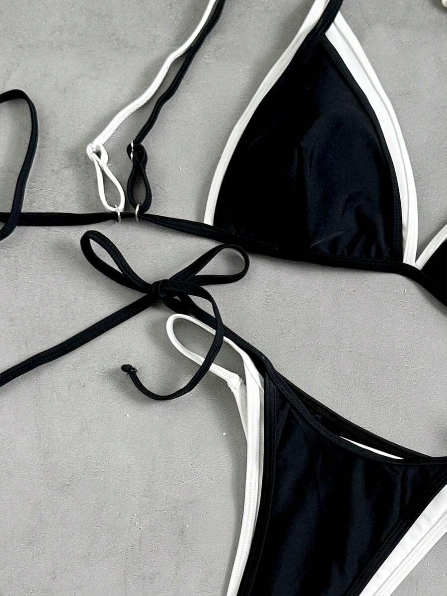 SHEIN DWUCZĘŚCIOWY STRÓJ KĄPIELOWY KONTRAST S09__XL