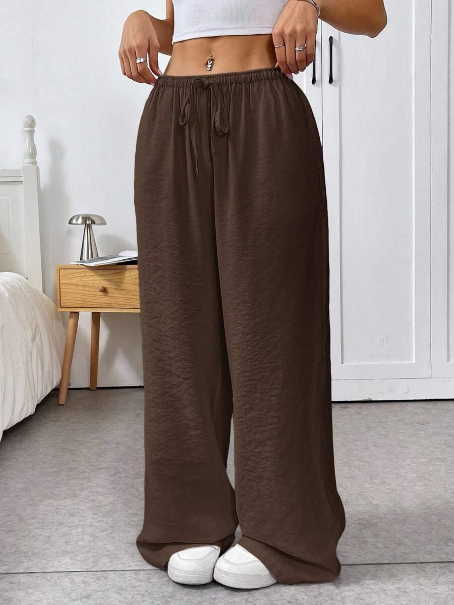 SHEIN BRĄZOWE SPODNIE WIĄZANIE S06__S