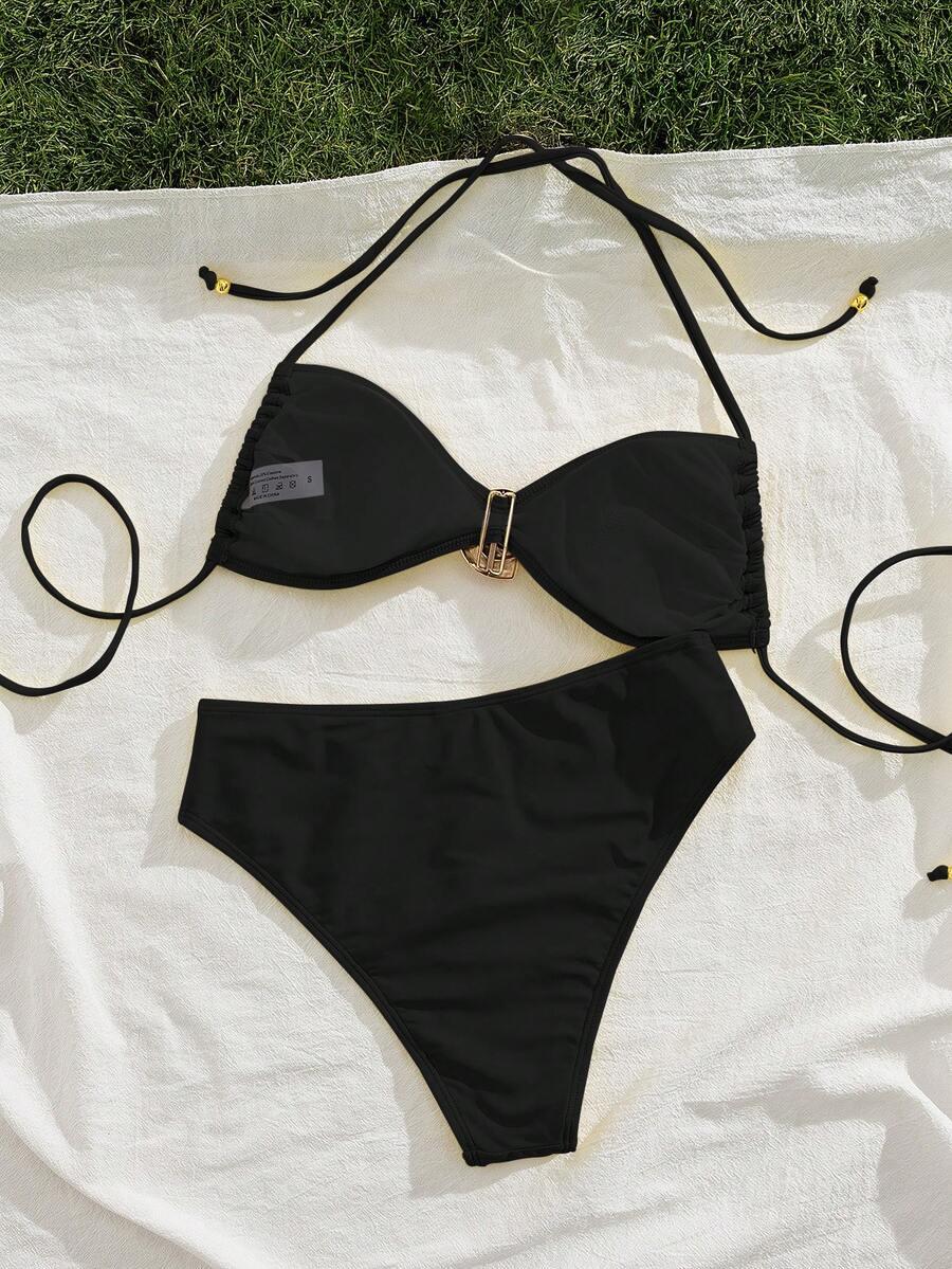 SHEIN CZARNA GÓRA OD BIKINI PK01__L