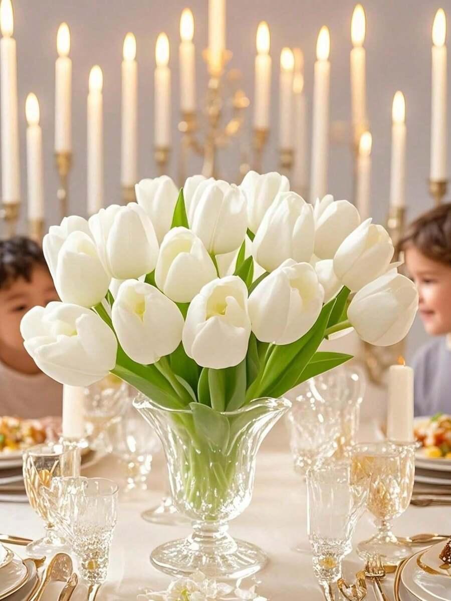 SHEIN BIAŁE SZTUCZNE KWIATKI TULIPANY 5-PACK S07__33