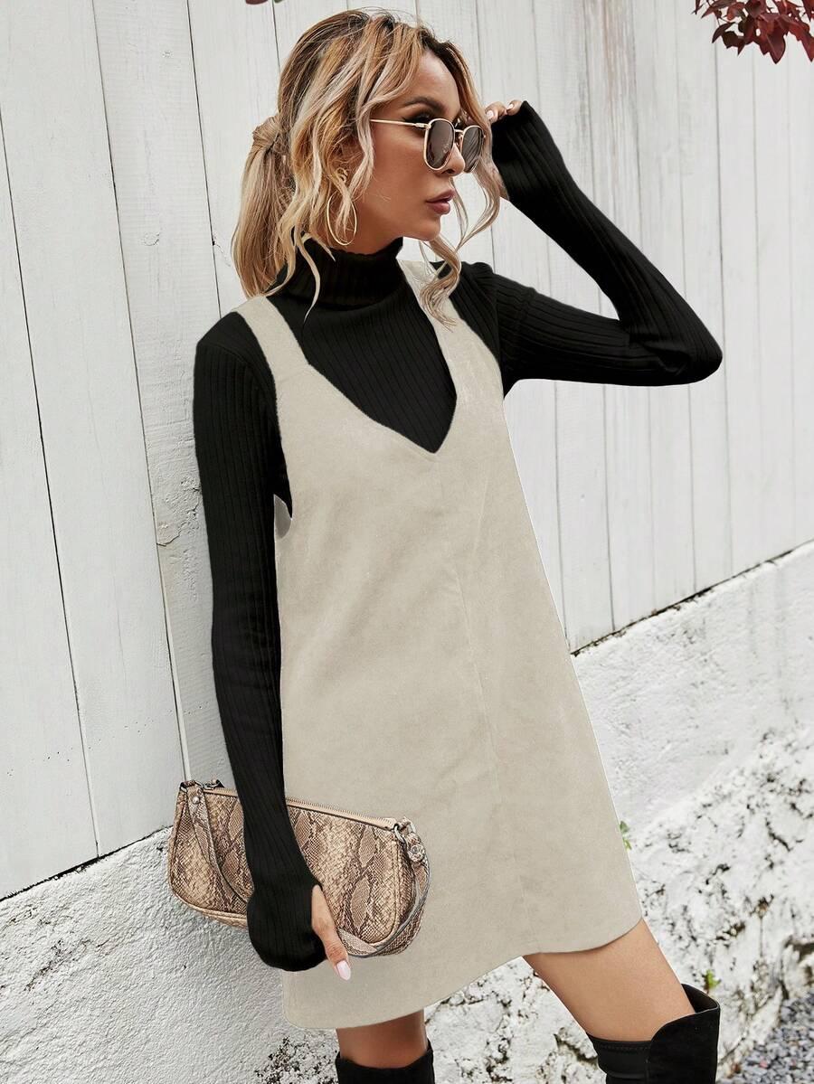 SHEIN BEŻOWA MINI SUKIENKA PK01__S