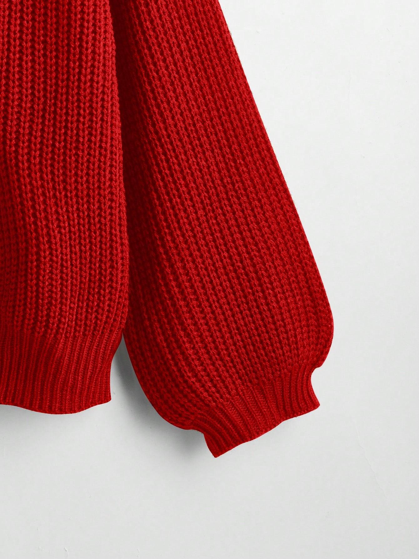 SHEIN CZERWONY SWETER V-NECK S06__48