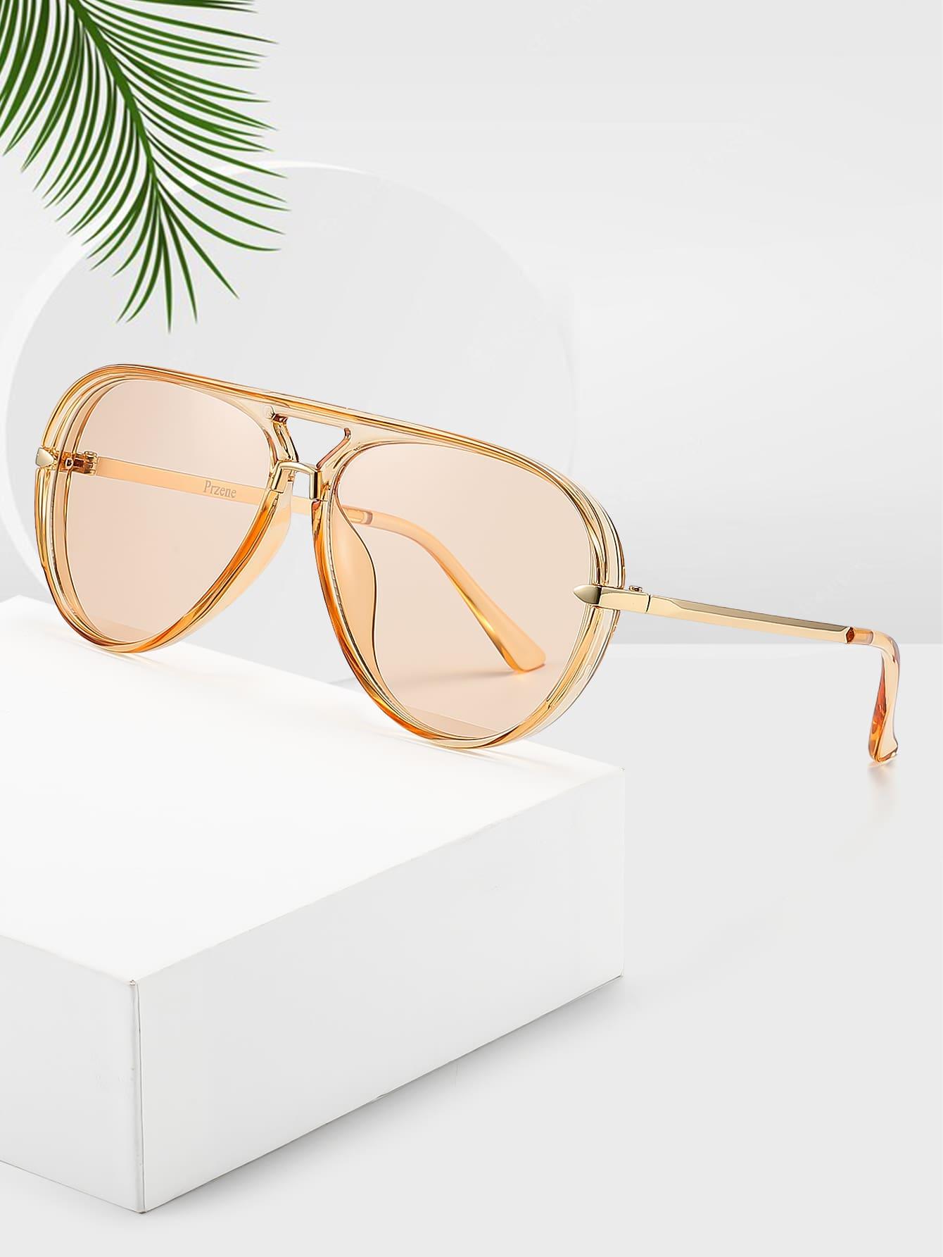 SHEIN BEŻOWE OKULARY PRZECIWSŁONECZNE S07