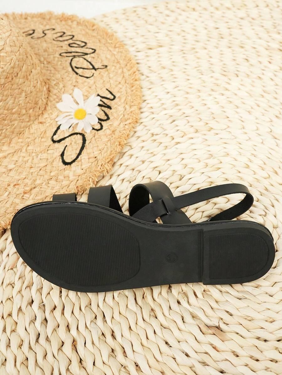 SHEIN PŁASKIE CZARNE SANDAŁY S06__39