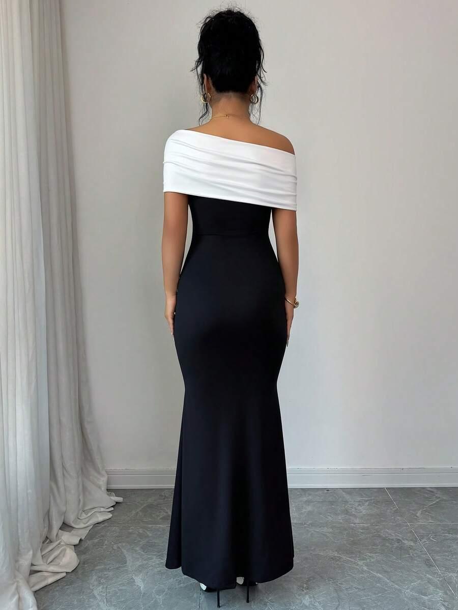 ELENZGA CZARNA MAXI SUKIENKA KONTRAST S06__S