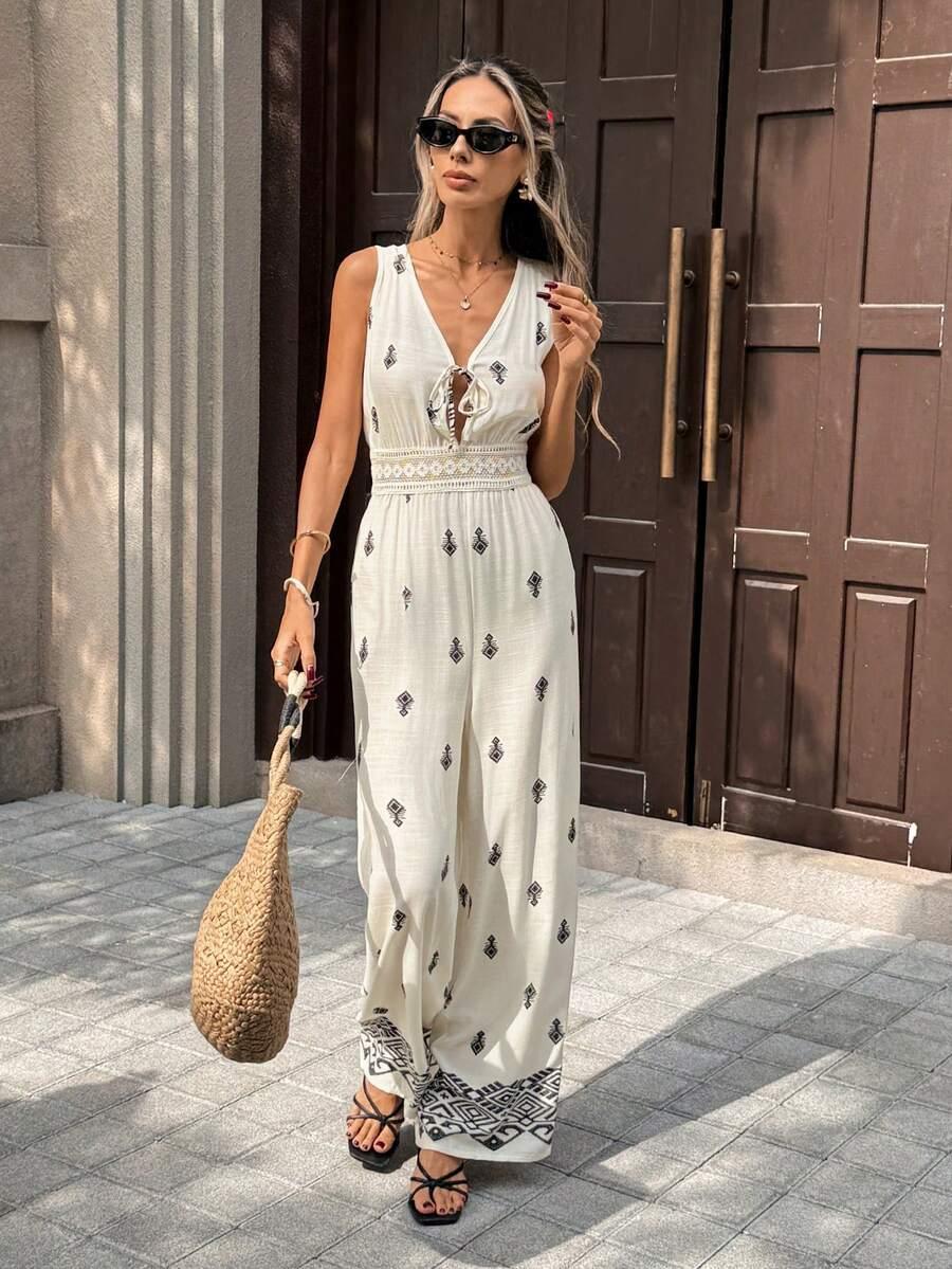 SHEIN KOMBINEZON WIĄZANIE NADRUK S09__XL