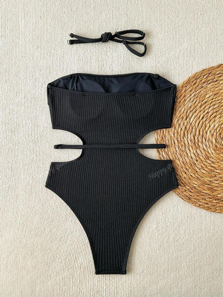 SHEIN CZARNY JEDNOCZĘŚCIOWY STRÓJ KĄPIELOWY S09__L