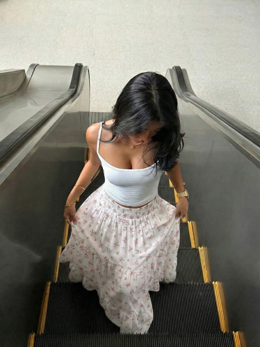 SHEIN MAXI SPÓDNICA W KWIATY S06__M