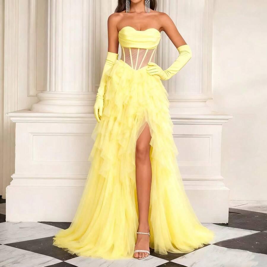 SHEIN ŻÓŁTA MAXI SUKIENKA S06__M