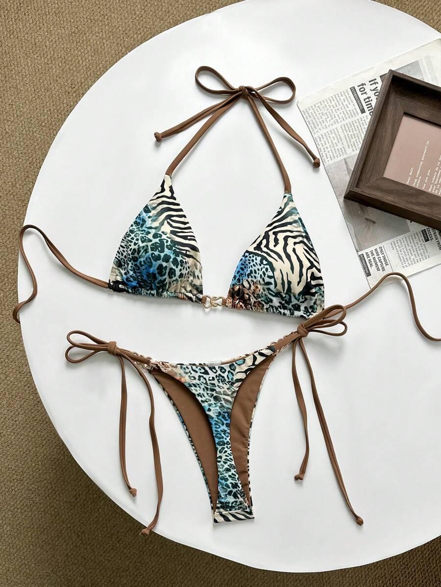 SHEIN DWUCZĘŚCIOWY STRÓJ KĄPIELOWY ANIMAL PRINT S09__S