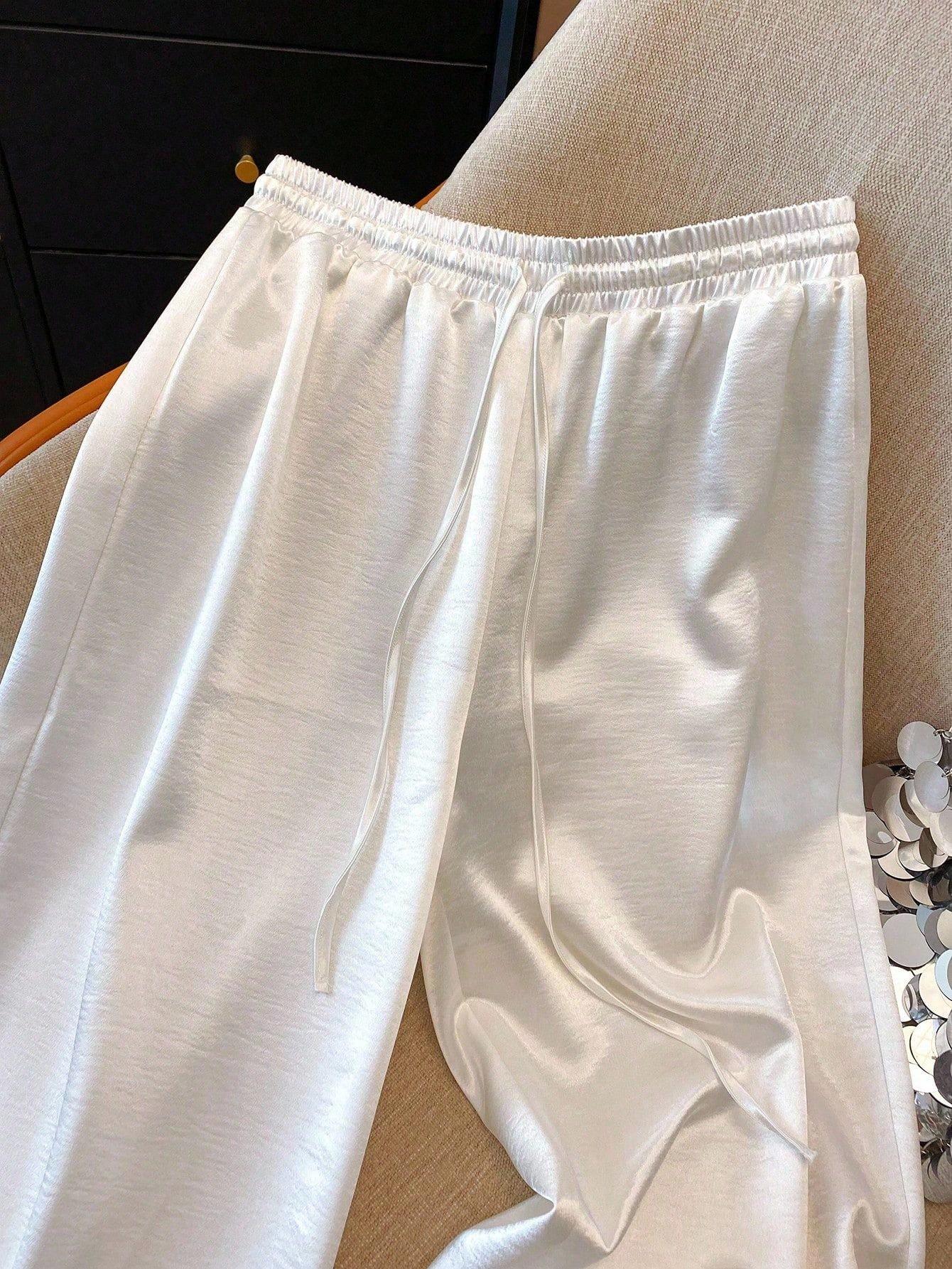 SHEIN BIAŁE SATYNOWE SPODNIE S06__S