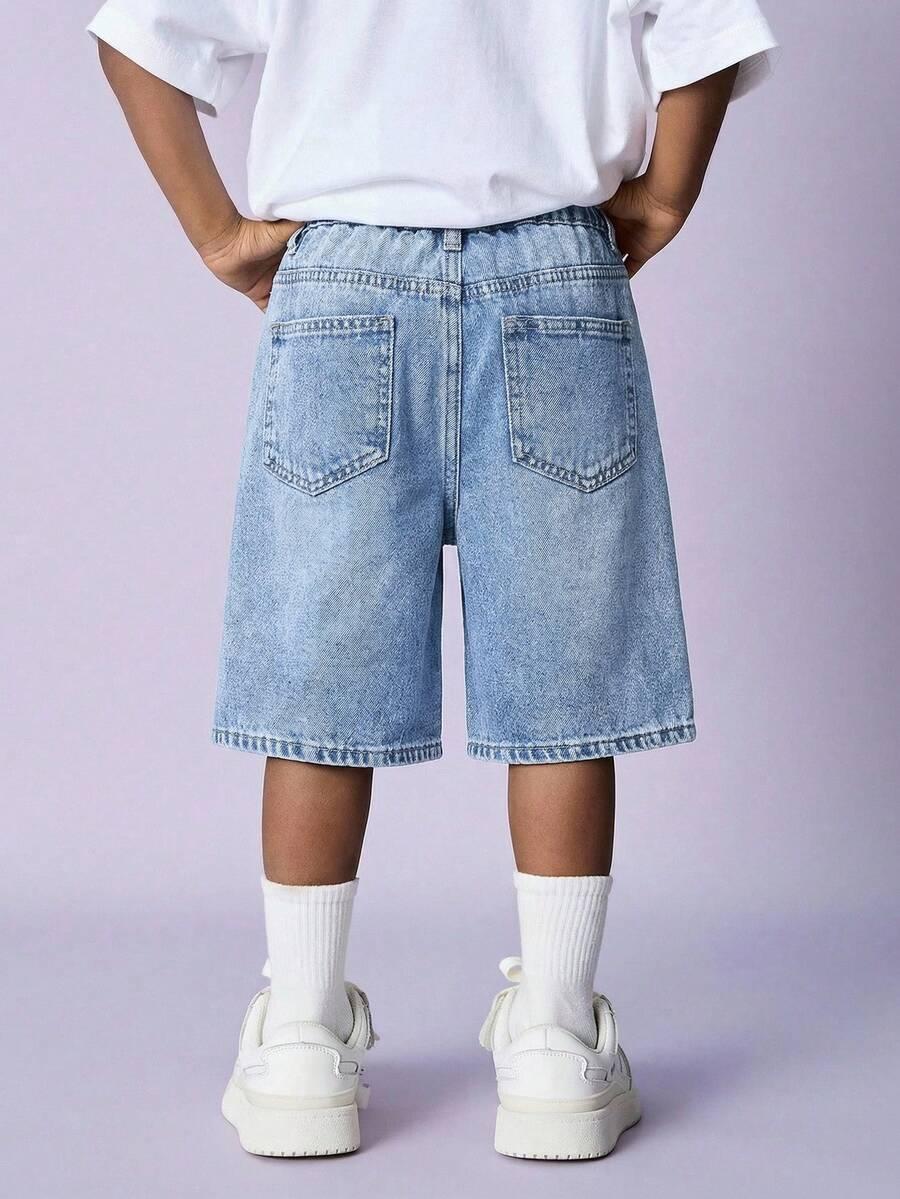SHEIN SPODENKI JEANSOWE KIESZENIE S06__122-128
