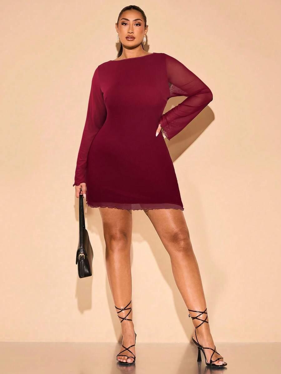 SHEIN BORDOWA SUKIENKA DŁUGI RĘKAW S06__46