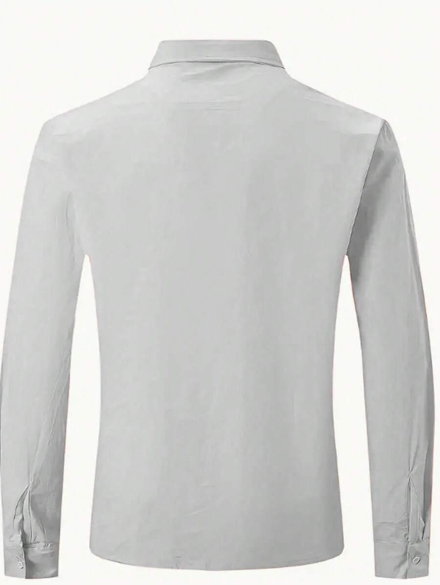 SHEIN SZARA KOSZULA Z DŁUGIM RĘKAWEM CASUAL PK01__S