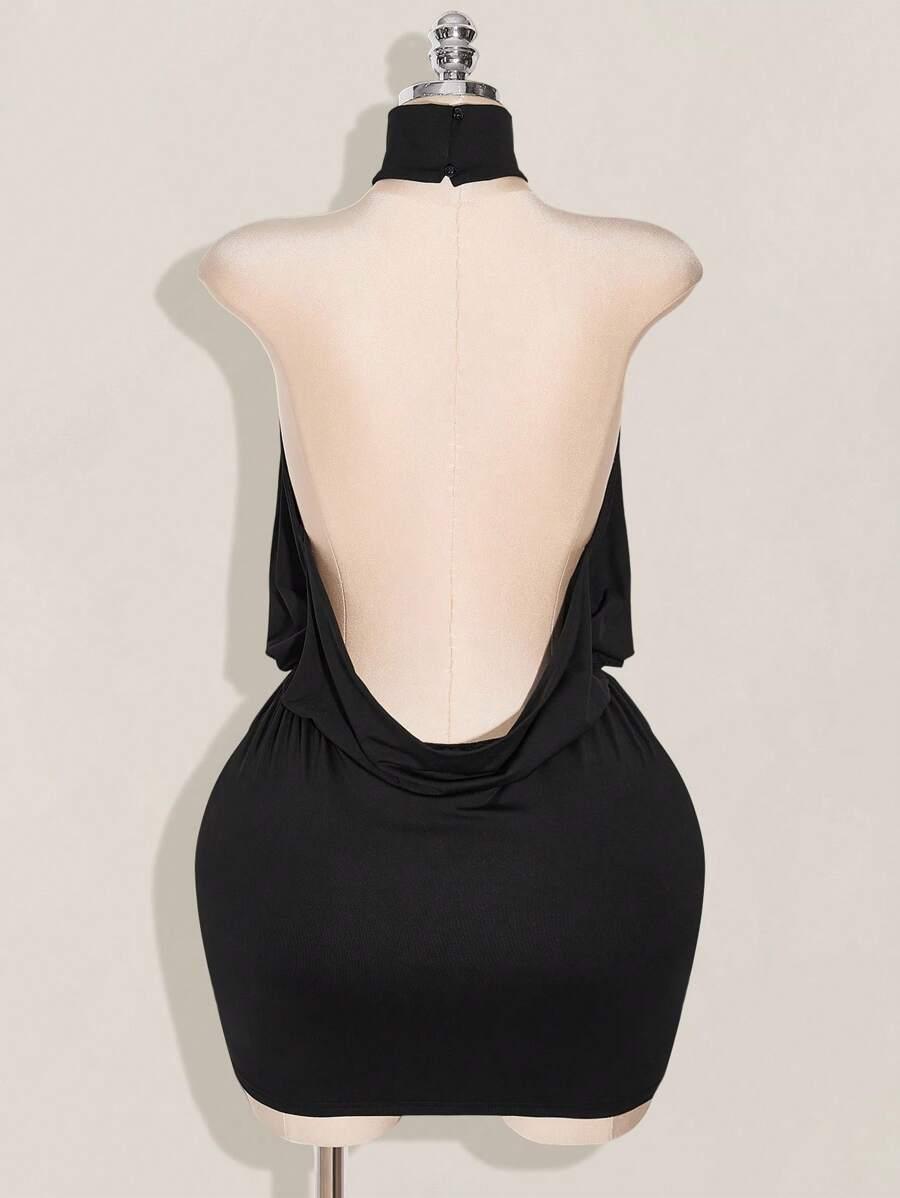 SHEIN CZARNA SUKIENKA ODKRYTE PLECY S06__50