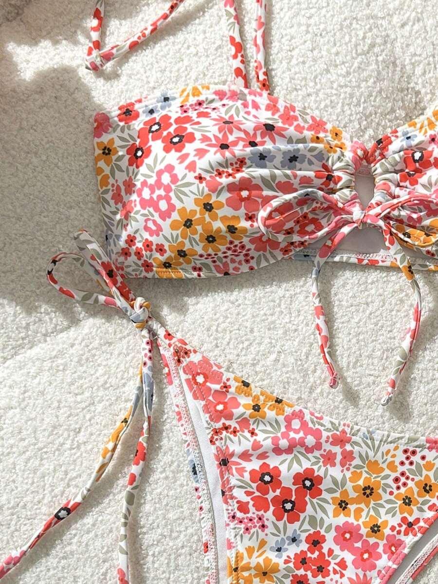 SHEIN DWUCZĘŚCIOWY STRÓJ KĄPIELOWY KWIATY S09__M