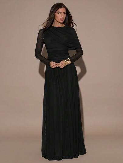 SHEIN CZARNA MAXI SUKIENKA S06__L