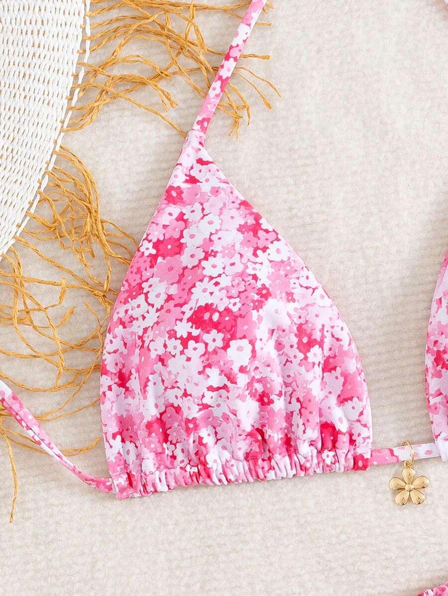 SHEIN DWUCZĘŚCIOWY STRÓJ KĄPIELOWY WZÓR KWIATY S09__L