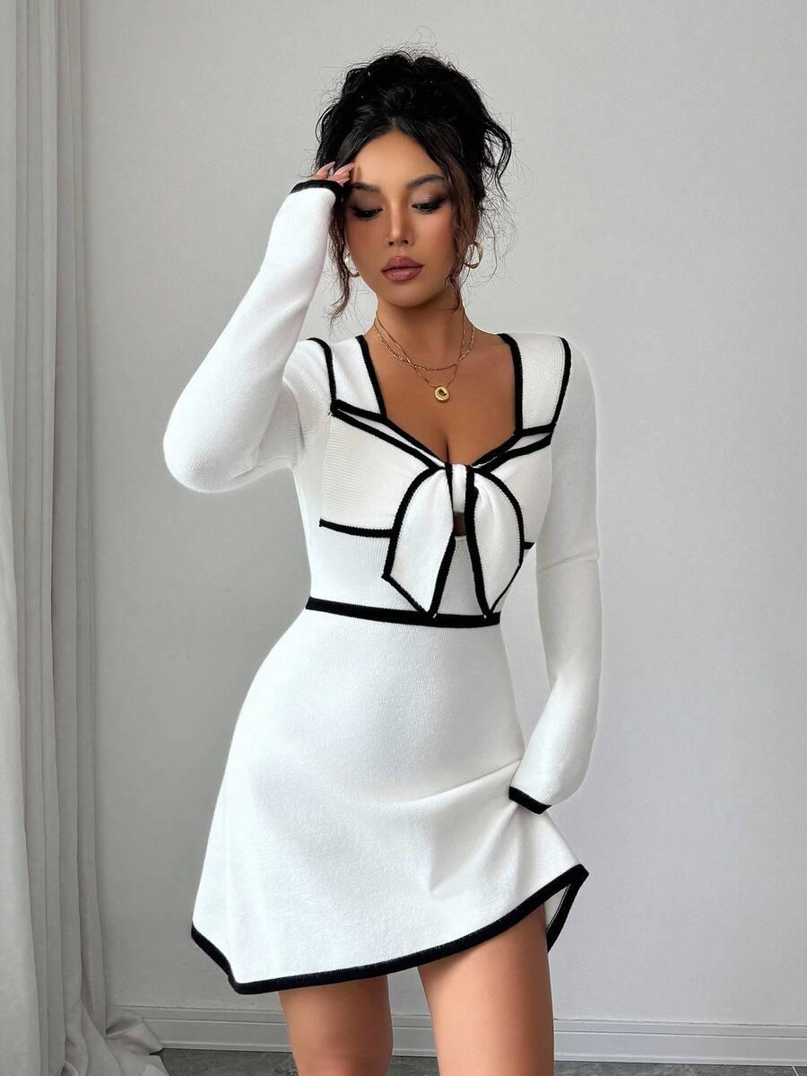 SHEIN BIAŁA SUKIENKA DZIANINOWA S06__M