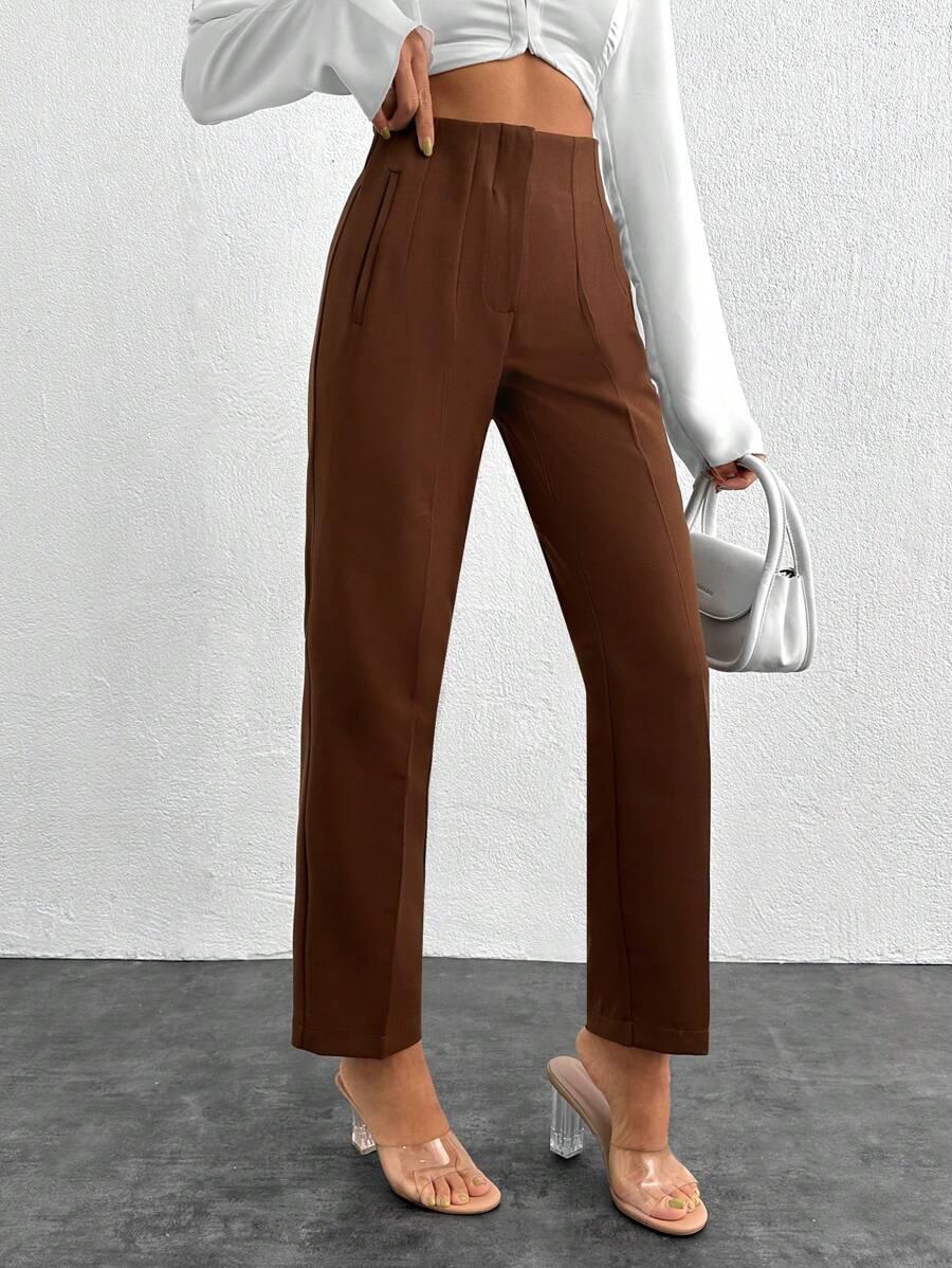 SHEIN BRĄZOWE ELEGANCKIE SPODNIE S09__M