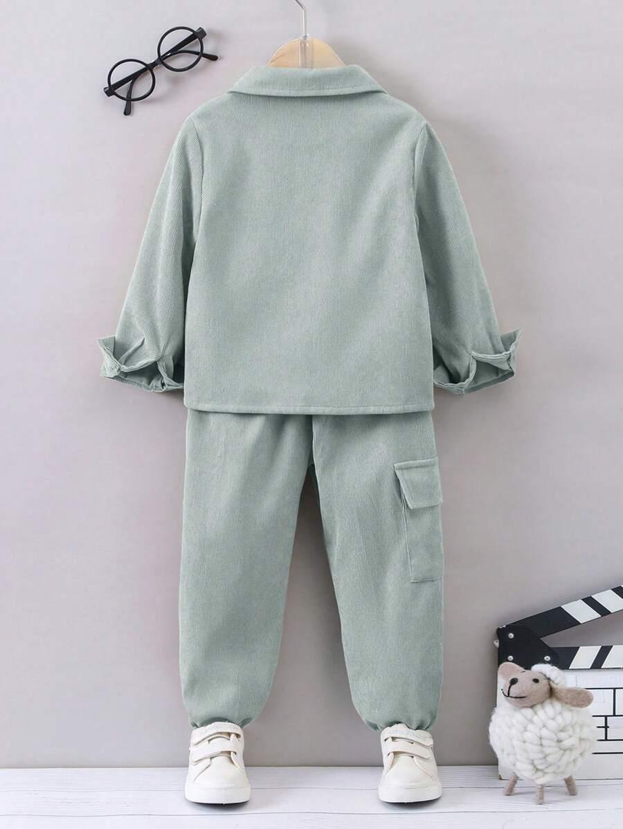 SHEIN ZIELONE SPODNIE KOSZULA KOMPLET S06__116-122