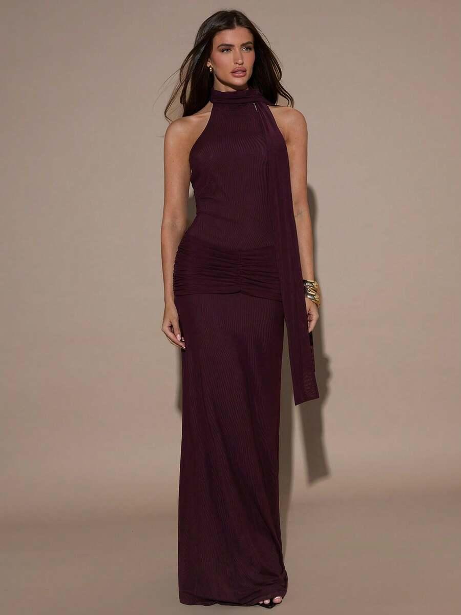SHEIN BORDOWA MAXI SUKIENKA S06__S