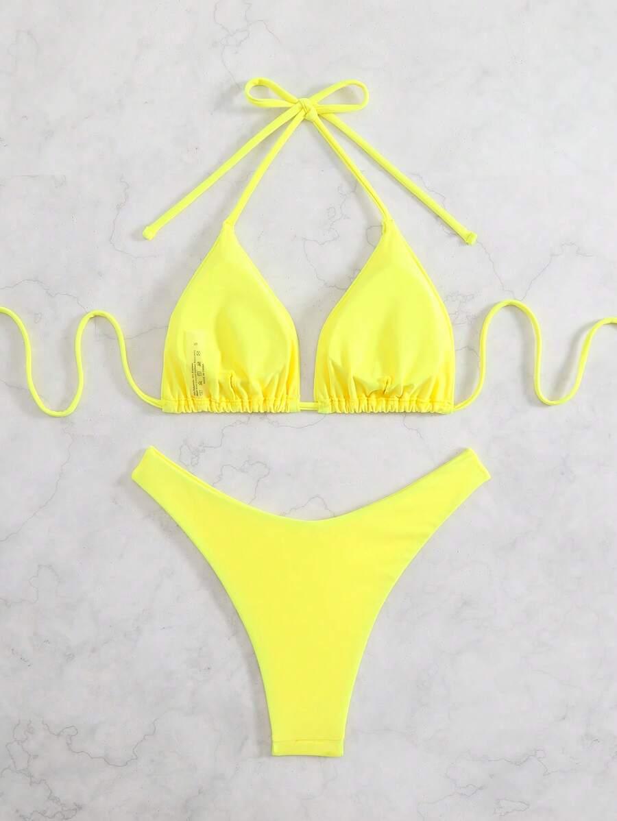 SHEIN ŻÓŁTY KOMPLET BIKINI S09__XXL