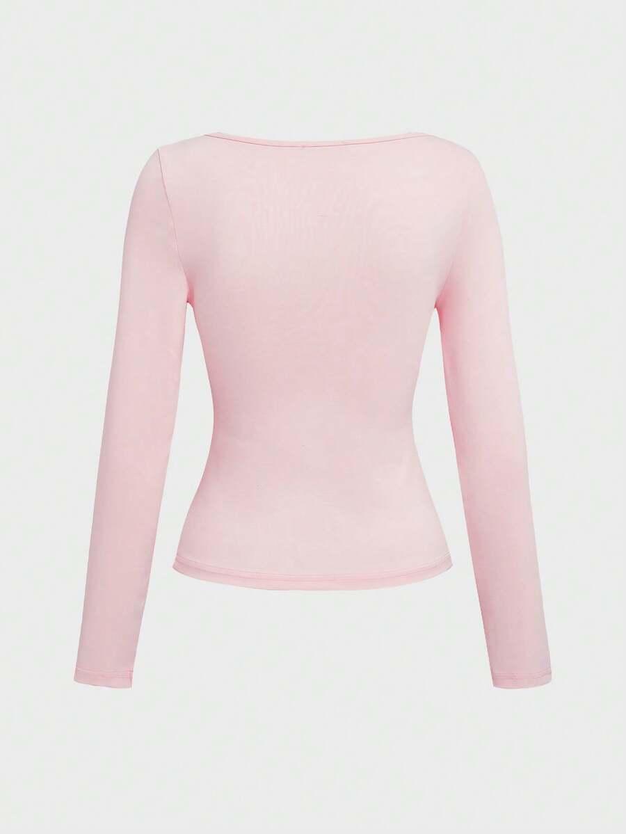 SHEIN RÓŻOWA BLUZKA DEKOLT S06__S