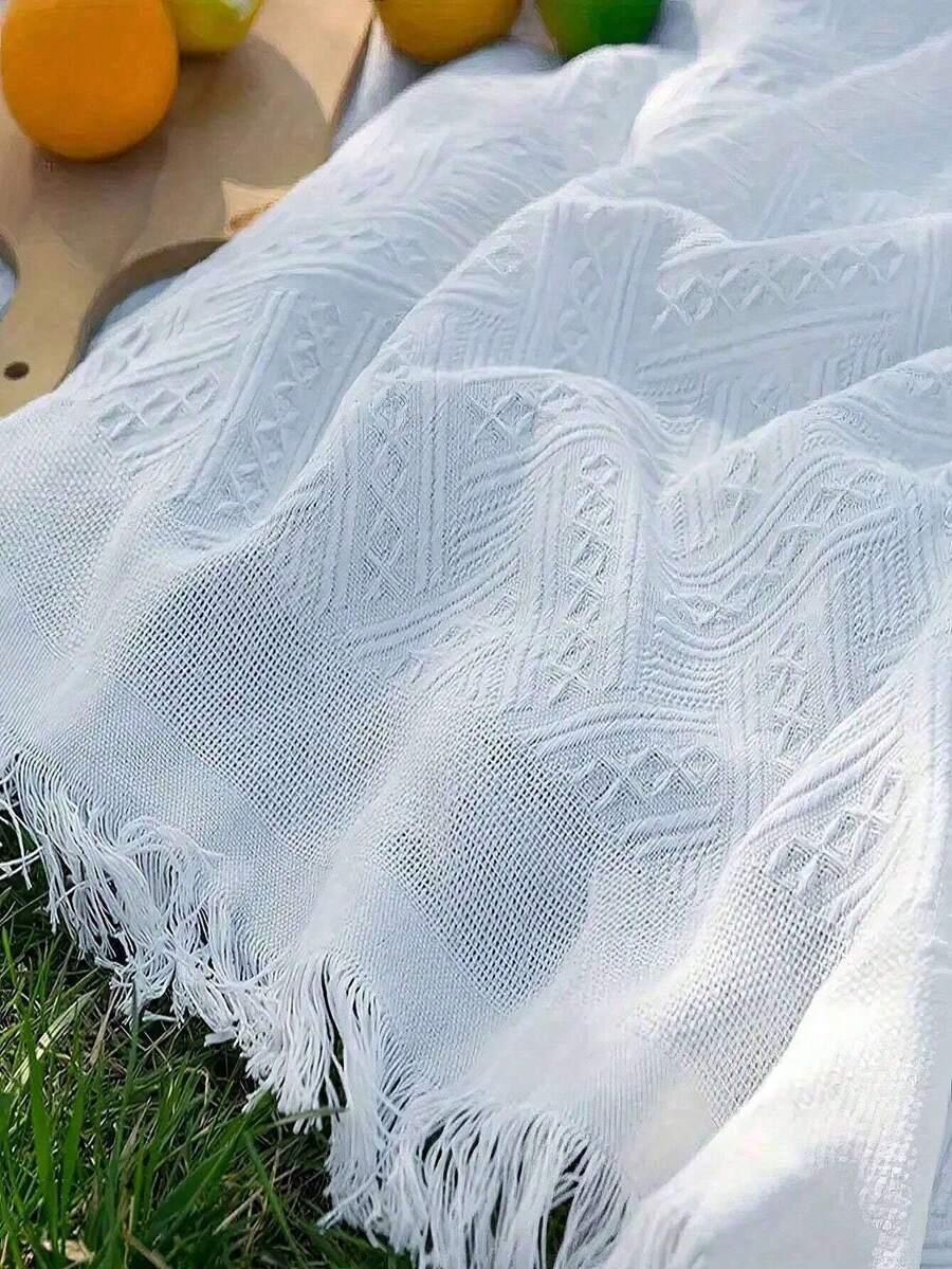 SHEIN BIAŁY KOC PIKNIKOWY S07__90X150