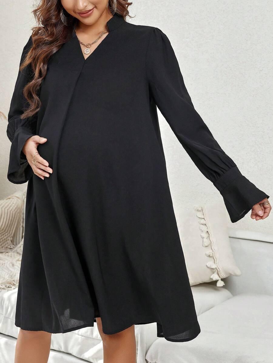 SHEIN CZARNA SUKIENKA CIĄŻOWA PRZED KOLANO S06__S