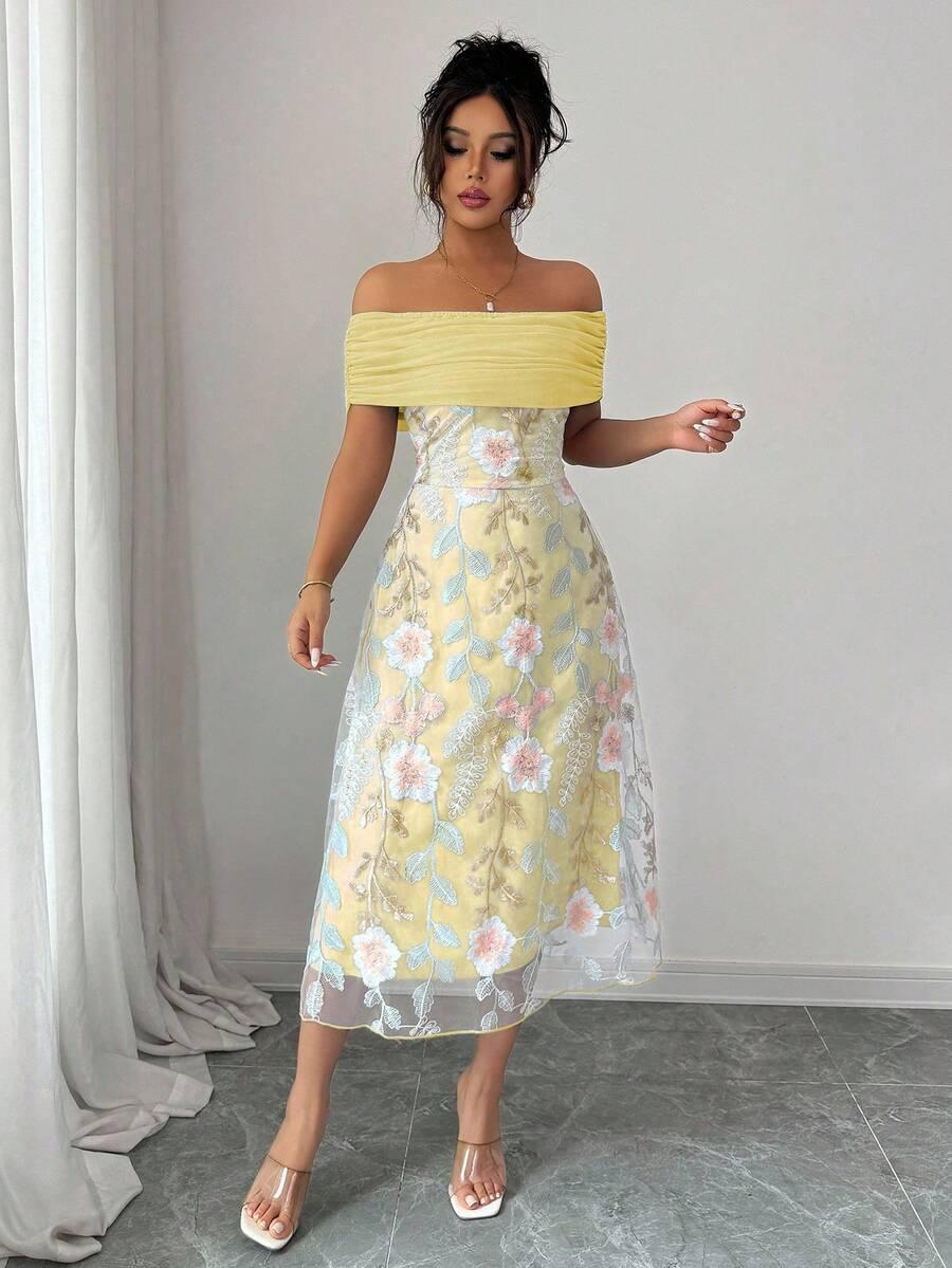 MODELYN SUKIENKA Z MOTYWEM KWIATOWYM S06__XL