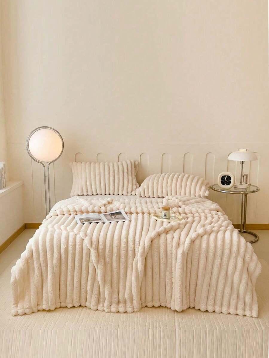 SHEIN BEŻOWY KOMPLET KOC POSZEWKI NA PODUSZKI S07__180X200