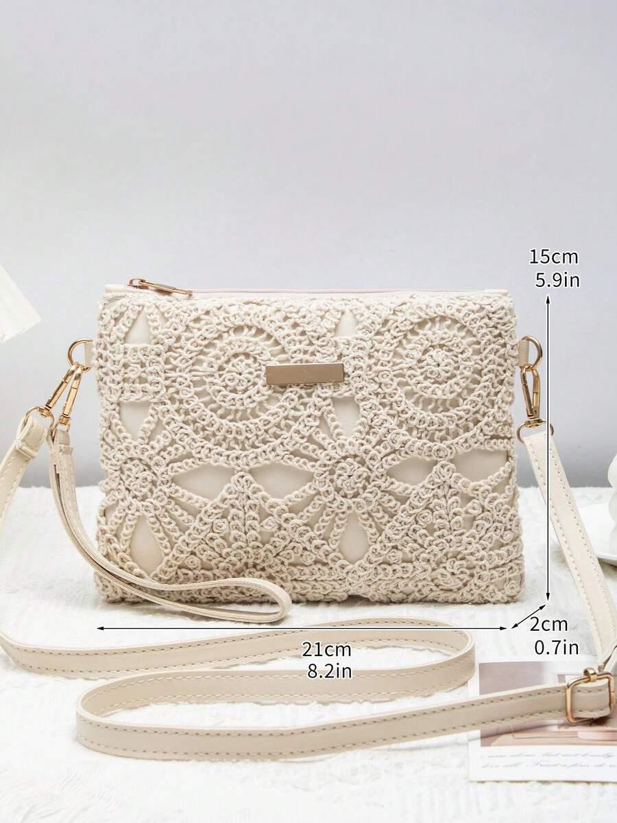 SHEIN BEŻOWA TOREBKA HAFT S07__21X15X2CM