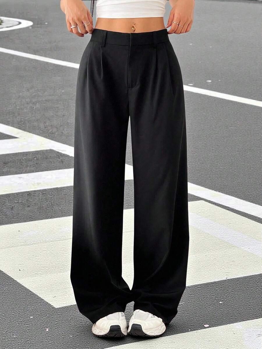 SHEIN CZARNE SPODNIE PROSTA NOGAWKA S06__L