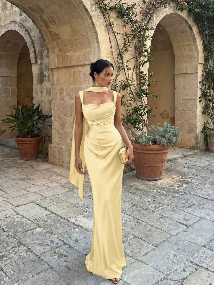 SHEIN ŻÓŁTA MAXI SUKIENKA S06__L