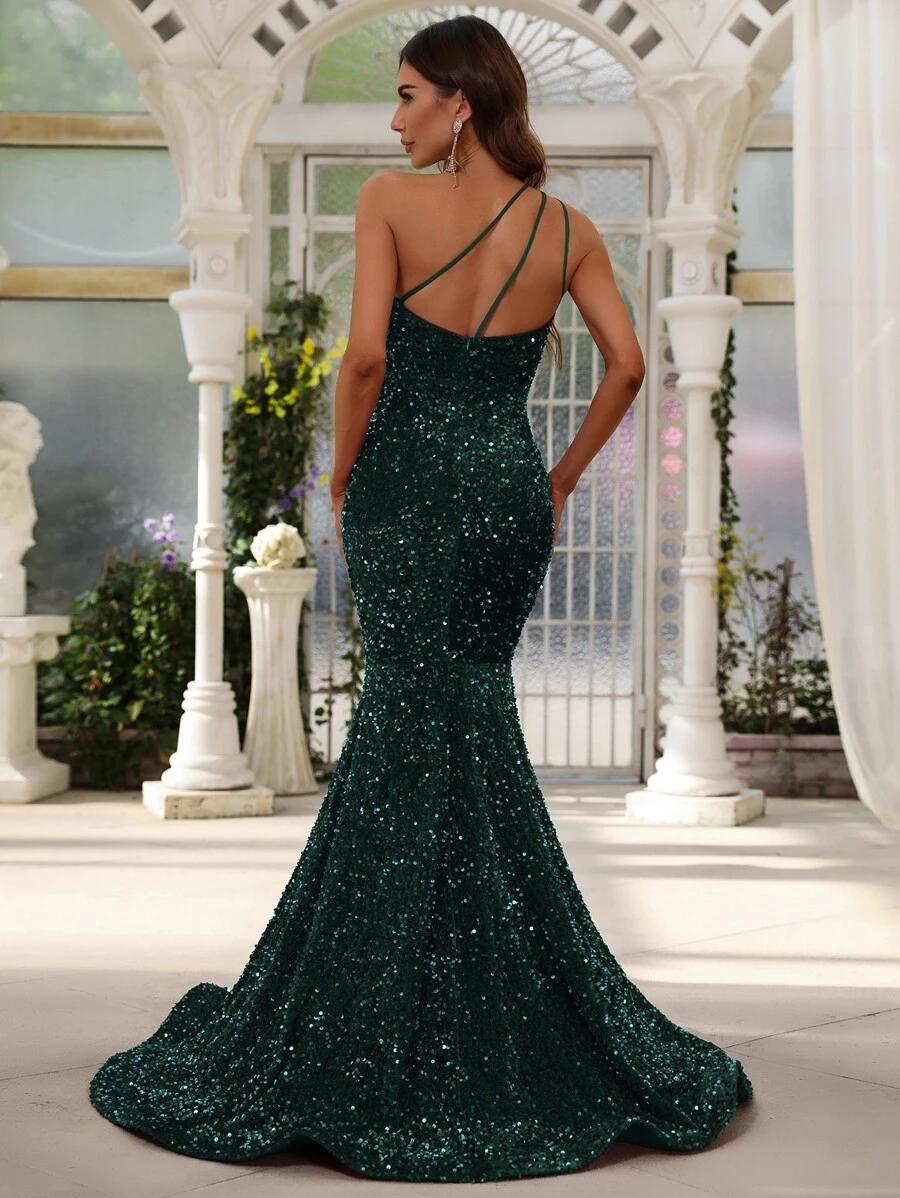SHEIN ZIELONA SUKIENKA MAXI CEKINY S06__S